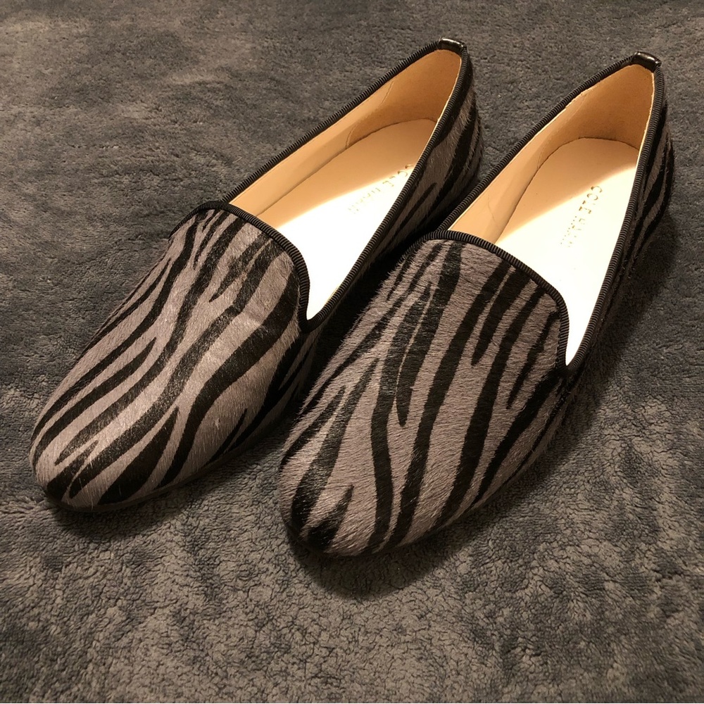 Cole Haan Zebra Print Flats - Black and Gray